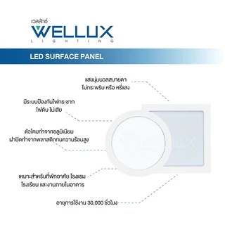 WELLUX โคมไฟดาวน์ไลท์อลูมิเนียมติดลอย 12W 18W 24W แสงขาว แสงวอร์ม LED Downlight surface Panel