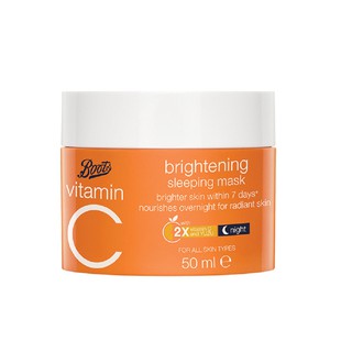 BOOTS VITAMIN C บู๊ทส์ วิตามิน ซี ไบรท์เทนนิ่ง สลีพปิ้ง มาส์ก 50 มล.BOOTS VITAMIN C BRIGHTENING SLEEP MASK 50ML (RR)