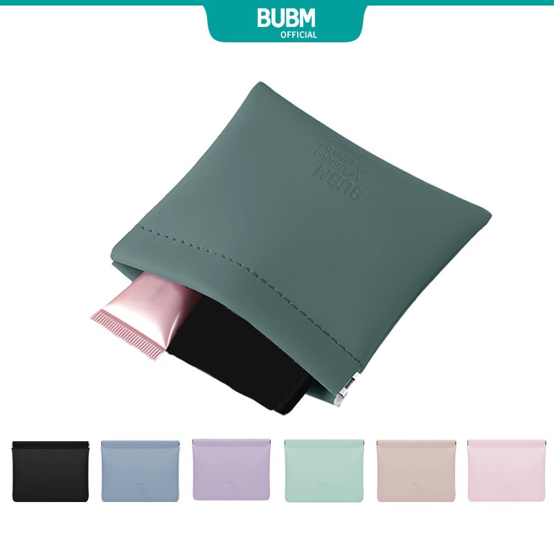 Bubm กระเป๋าเครื่องสําอาง ลิปสติก หนัง PU ยืดหยุ่น ขนาดเล็ก กันน้ํา หลายสี สําหรับผู้หญิง