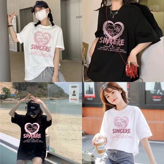 no 1 shop เสื้อโอเวอร์ ไซส์ แขนสั้นสีขาว ลายการ์ตูน แนวสตรีท คอกลม แฟชั่นสไตร์เกาหลี