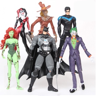 ตุ๊กตาฟิกเกอร์ Justice League Batman Joker Nightwing Poison Ivy PVC ของเล่นสําหรับเด็ก 6 ชิ้น ต่อชุด