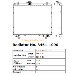 ADR หม้อน้ำ Toyota Avanza ปี06-11 เกียร์AT เครื่อง1.5 / 3461-1090C