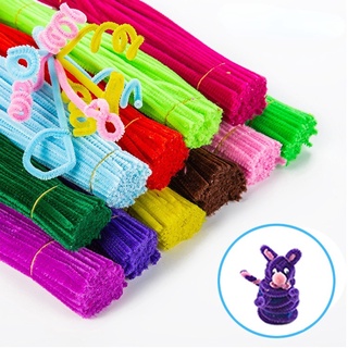 100 ชิ้น / เซต 6 มม. Chenille Stems ท่อทําความสะอาดเด็ก ตุ๊กตาติด ของเล่นเพื่อการศึกษา เด็ก วัสดุศิลปะ แฮนด์เมด