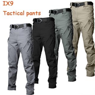 ZITY  กางเกงยุทธวิธี ผ้าริปสตอปกันน้ำ มีช่องกระเป๋าหลายช่อง IX9（S-5XL)