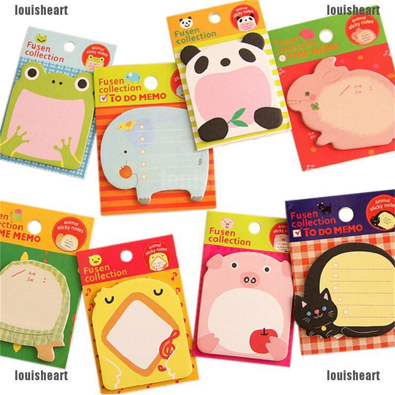 8Pcs Animal Cat Panda Cute Kawaii Sticky Notes Memo Pad School Supplies ...