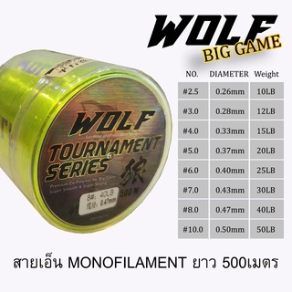 [ใส่ UJERV2 ลด40.-] เอ็นโหลด สายเอ็น เอ็น ตกปลา 500ม. WOLF TOURNAMENT SERIES