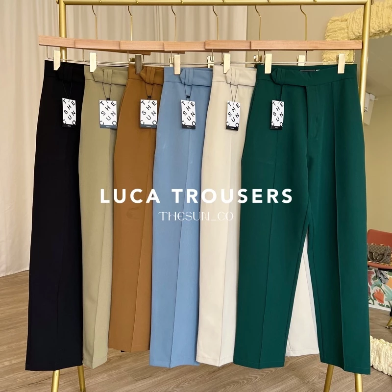 Luca Trousers(ลด30%เก็บคูปองหน้าแอป)กางเกงขากระบอกเล็ก เก็บหุ่นตั้งแต่ XS-3XL งานตัด THESUNCO