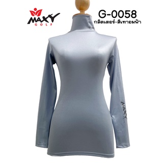 เสื้อบอดี้ฟิตกันแดดกลิตเตอร์เงา(คอเต่า) ยี่ห้อ MAXY GOLF(รหัส G-0058 กลิตเตอร์-สีเทาอมฟ้า)