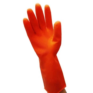 Poly-Brite โพลี-ไบรท์ ถุงมือSOFTY ถุงมือยางธรรมชาติ สีส้ม ป้องกันสารเคมี ยับยั้งแบคทีเรีย อเนกประสงค์