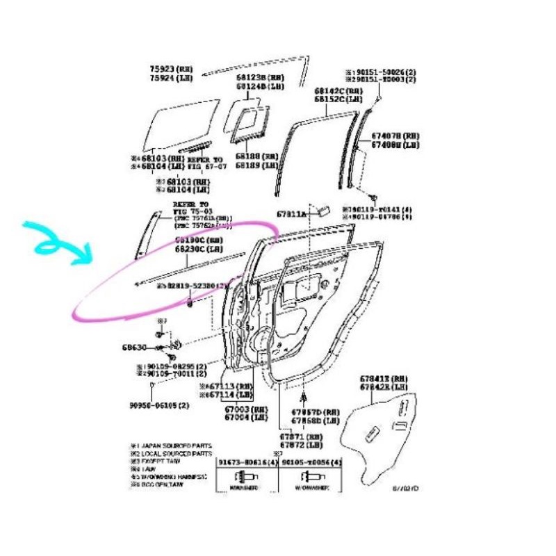 คิ้วรีดน้ำเส้นนอก Toyota Yaris ทุกรุ่น ( Toyota แท้ศูนย์ 100% ) ปี 2005 - 2021 - รูปที่ 2