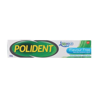 Polident Flavour Free Cream 60gm สูตรไร้กลิ่น ป้องกันการสะสมของเศษอาหาร ไม่ให้ติดใต้ฟันปลอม