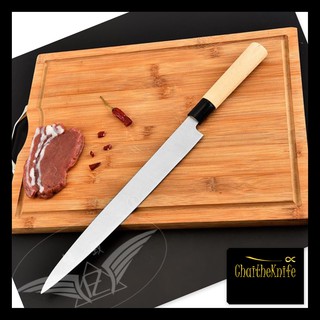 #มีดเชฟ ญี่ปุ่น Yanagiba (sushi &amp; sashimi knife) ใบมีดยาว 27 เซ็นติเมตร ด้ามจับไม้ Japanese Fish Knife blade 27 cm