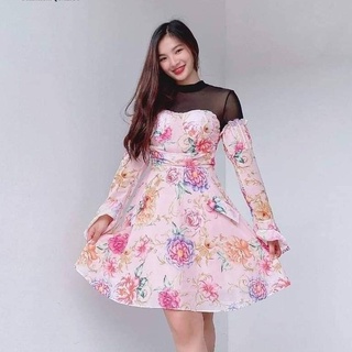 Rose Pink Mini Dress พร้อมส่ง L เดรสสั้น มินิเดรส เดรสน่ารักๆ เดรสงานแต่ง งานป้าย Caviar #20229