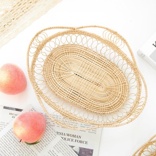 SakullanDecor ตะกร้าใส่ผลไม้ 〃รุ่น Deedee〃กระจาดหวาย ตะกร้าหวาย ตะกร้าขนม พร็อพถ่ายรูป