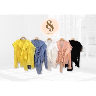 🌷Blouse sweet chiffon V neck long sleeve cute 🌷