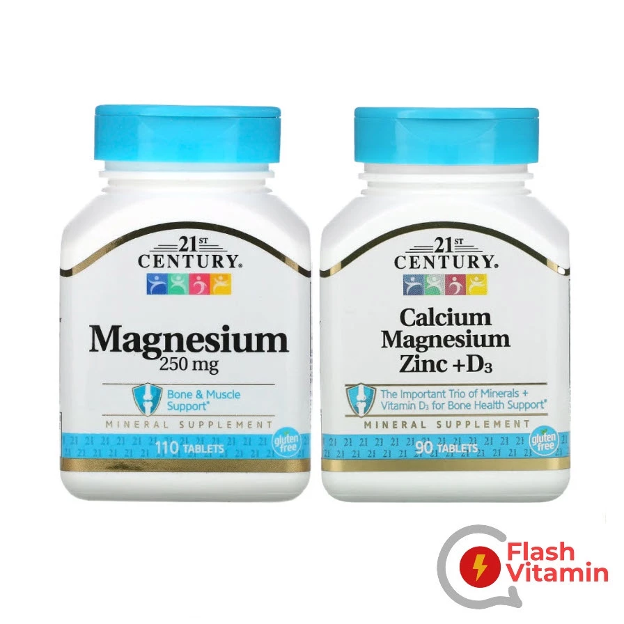 [พร้อมส่ง] 21st Century Magnesium 250 mg / Calcium Magnesium Zinc + D3 , แคลเซียม แมกนีเซียม ซิงค์ และวิตามิน D3
