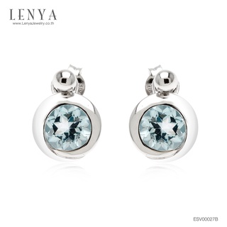 Lenya Jewelry ต่างหู  ประดับ SWAROVSKI ZIRCONIA สวยงาม ตัวเรือนเงินแท้ชุบทอง