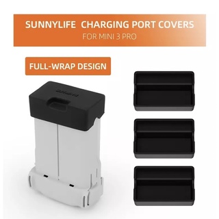 Sunnylife 3pcs Battery Charging Port Covers Dust-proof Plug Protectors Silicone Caps for Mini 3 Pro