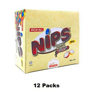 12 Packs Large Nips Cookies &amp; Creme Coasted White Chocolate 62g