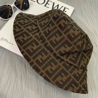 หมวก Fendi bucket Monogram print FF in brown