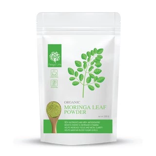 ผงใบมะรุม ลดปวดข้อ สารอาหารเพียบ Organic Moringa Leave Powder ยี่ห้อ Feaga Life 200 กรัม