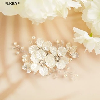 Luckybabys เจ้าสาวคริสตัลมุกดอกไม้ดอกไม้ Barrette ผมอุปกรณ์จัดงานแต่งงาน