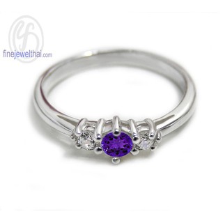 Finejewelthai แหวนอะเมทิสต์-แหวนเงินแท้-แหวนพลอย-พลอยประจำเดือนเกิด/ Amethyst-Birthstone-Silver925-Ring - R1182am