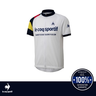 le coq sportif เสื้อจักรยานแขนสั้น ผู้ชาย สีขาว ลาย Soleil Soixante (เสื้อจักรยาน, เสื้อปั่นจักรยาน,เสื้อปั่นจักรยานแขน)