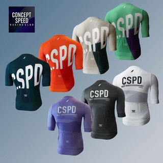 เสื้อกีฬาแขนสั้น CSPD แต่งซิป แต่งกระเป๋าด้านหลัง 3 ช่อง เหมาะกับใส่ขี่จักรยาน สําหรับผู้ชาย