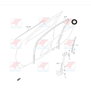 84502-79P01-000 กระจกประตูหน้าซ้าย สำหรับรถยนต์ SUZUKI CIAZ แท้ศูนย์