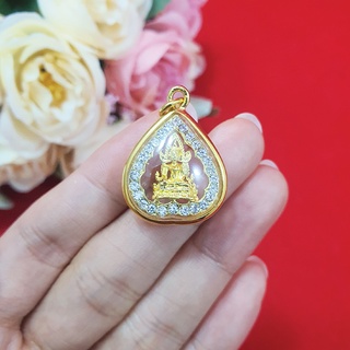 จี้พระพุทธชินราชล้อมเพชร องค์ทอง สีทอง 2.2 x 2.5 cm ค้าขายร่ำรวย ชีวิตรุ่งเรือง มีโชคลาภด้วย ถูกหวย พระเลี่ยมทอง งานสวยพ