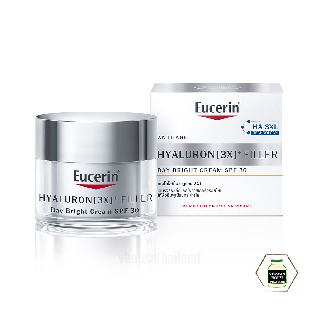 Eucerin HYALURON (3X) FILLER DAY BRIGHT CREAM SPF 30 [50 ML] / ครีมทากลางวัน ไฮยาลูรอน 3X ฟิลเลอร์สูตรกระจ่างใส [50 มล.]