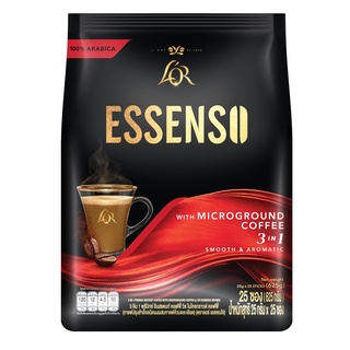 LOR ESSENSO ลอร์ เอสเซนโซ่ With Microground Coffee 3in1 Smooth &amp; Aromatic กาแฟปรุงสำเร็จชนิดผง ผสมกาแฟคั่วบดละเอียด ขนาด 25 กรัม (x 25 ซอง)