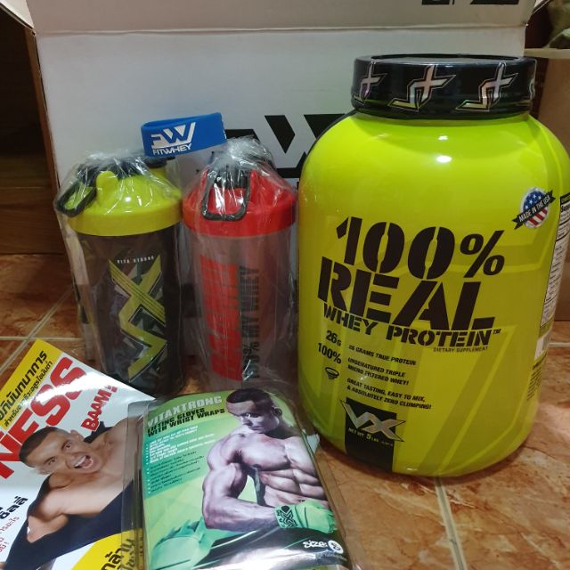 VX 100% Real Whey Protein 5lb แถมแก้ว 2 ใบ ถุงมือและหนังสือตามรูปเลยค่ะ