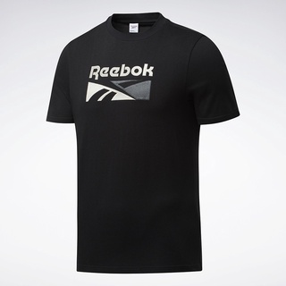 Reebok เสื้อยืดลําลอง ผ้าฝ้าย แขนสั้น พิมพ์ลาย CLASSICS SPLIT VECTOR สีดํา สําหรับผู้ชายS-5XL