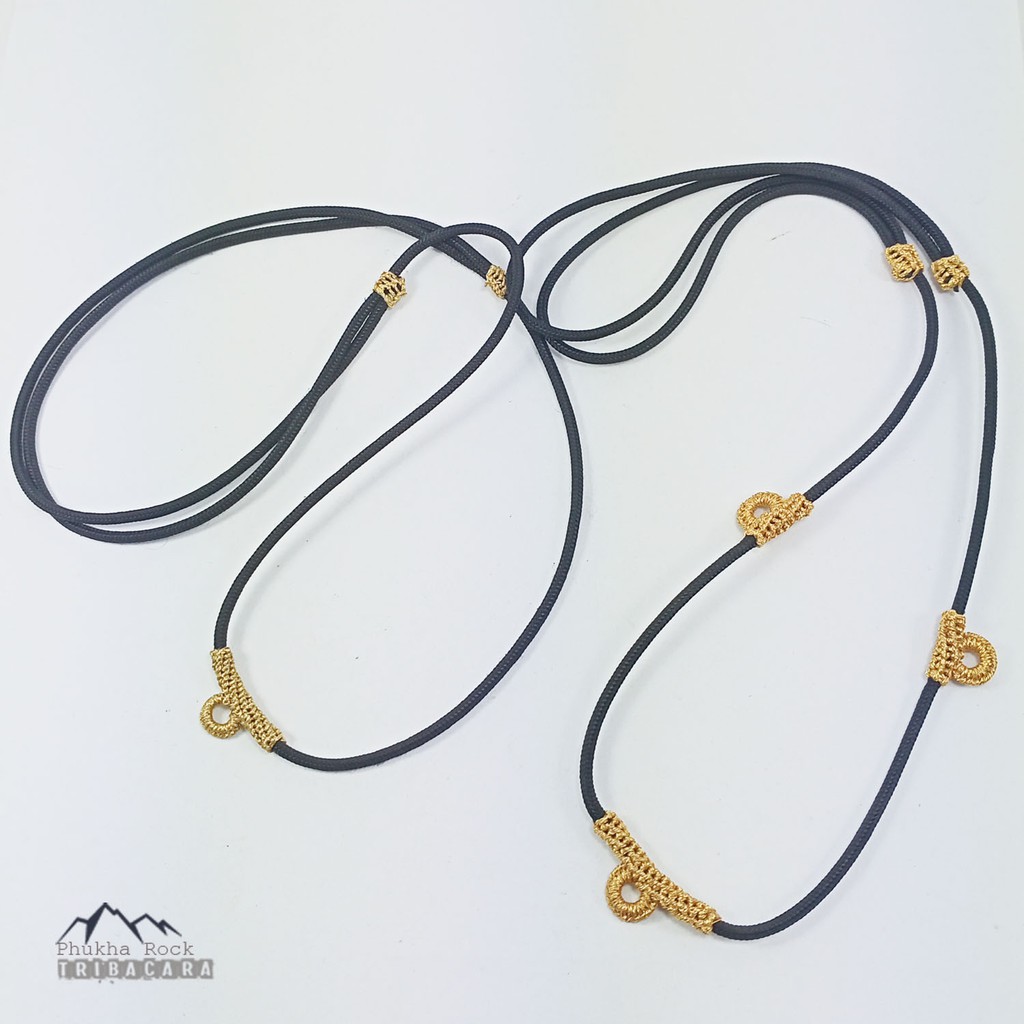 N34 เชือกห้อยพระ ขนาด 2-3 มม เชือกรูด ถักไหมทอง ปรับความยาวได้ สร้อยคอเชือกร่ม สร้อยพระ สร้อยคอ ห้อย