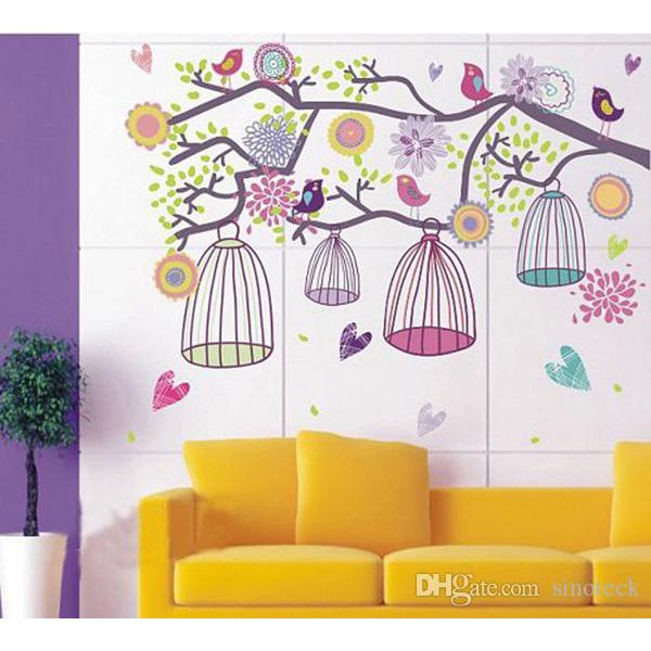 WALLSTICKER AY 993 BIRD CAGE WALL STICKER Khemiko WALL DECORTATION STICKER UK 60X90