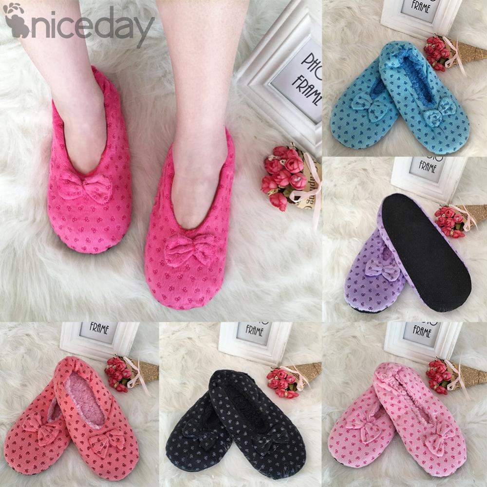 NICEDAYWomens Slipper Round Toe Slip On Slip Resistant Solid Warm