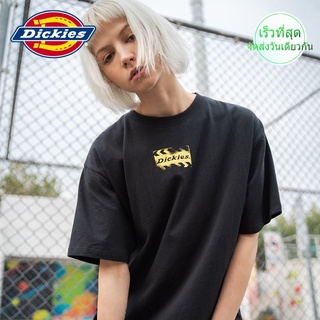 DICKIES เสื้อยืดแขนสั้นพิมพ์ลาย Dickies เสื้อคู่รัก