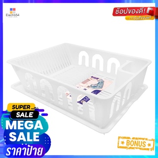 ชั้นคว่ำจานพลาสติกมีถาดรองรุ่น KECH EASYPLASTIC DISH DRAINER WITH TRAY KECH EASY