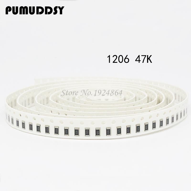1206 ชิปตัวต้านทาน 1206 SMD Resistor 47K ohm chip resistor 0.25W 1/4W 473 100 ชิ้น
