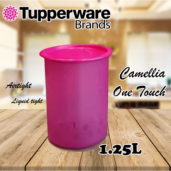 TUPPERWARE ทัปเปอร์แวร์ Camellia One Touch ลายจุด สีชมพู 1.25 ลิตร