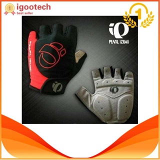 Eco  ถุงมือฟิตเนส ถุงมือจักรยานเจลครึ่งนิ้ว ลายPearl iZUMi สีแดง (RED) Size L