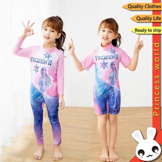 ว่ายน้ําเด็กชุดว่ายน้ํา Frozen Elsa ชุดว่ายน้ําสาวยาวและสั้น…