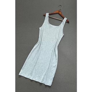 H&amp;M Ribbed Dress เดรสสีเทา ผ้าร่อง