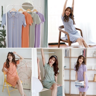 Cotton&amp;Co. - Hudson Shirt dress เดรสเชิ้ตผ้ายืดคอปก แขนสั้น