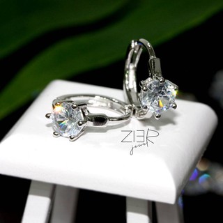 ต่างหูห่วงเงินแท้ 925 ประดับพลอยCZ Earring Silver 925 With Cubic Zirconia-(E07180618)