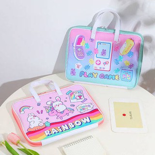 ✩ กระเป๋าใส่ไอแพด  ✩ Teenage Rainbow ขนาดเล็กกระต่ายมือแพ็คเก็ตที่ใช้งานได้ Macbook13.3 นิ้ว Lenovo 14 นิ้วโน๊ตบุ๊คกระเป