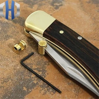 ปุ่มเปิดมีด (knife push bottom) ปุ่มมีด ปุ่มเปิดมีดพับ ปุ่มมีดพับ ใช้กับมีดสันหนาไม่เกิน 3mm พร้อมน็อตและประแจขัน