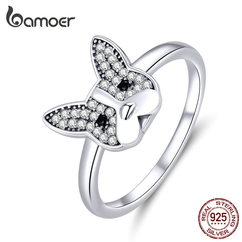 แหวนเงิน 925 bamoer French Bulldog Ring 925 scr612